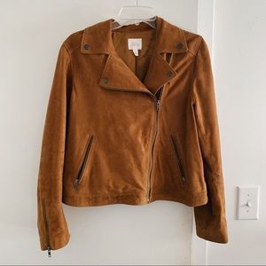 Tan suede moto jacket